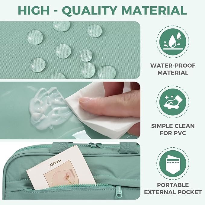 Toiletry Bag For women,Portable Hanging Organizer,4 Leakproof Compartment for full-sized Conditioner, Brushes Set, Makeup Accessories,Visible and easy to access.L-mint