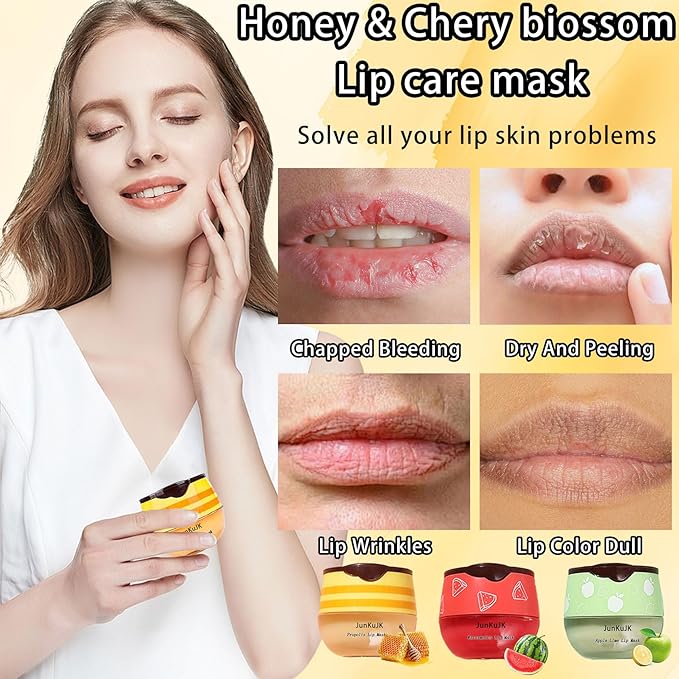 3 Pcs Bee Lip Balm Honey Exfoliator