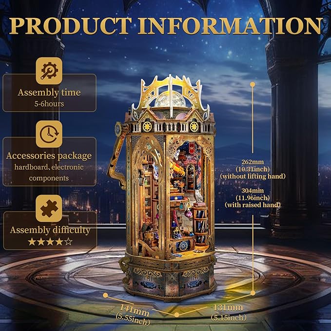 3D Wooden Puzzles for Adults 3D Puzzles Model kit Stress-Relief Toy with Mechanical Rotation Bookshelf Ideal Gift for Adults and Teens- The Lantern of Gaiaxy