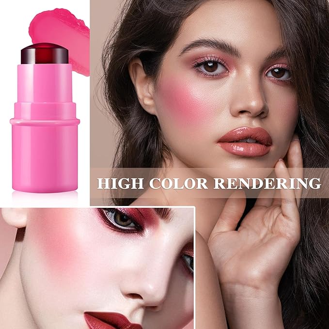 Cream Blush Stick with Brush,Waterproof Multi Cream Blush Skin G2