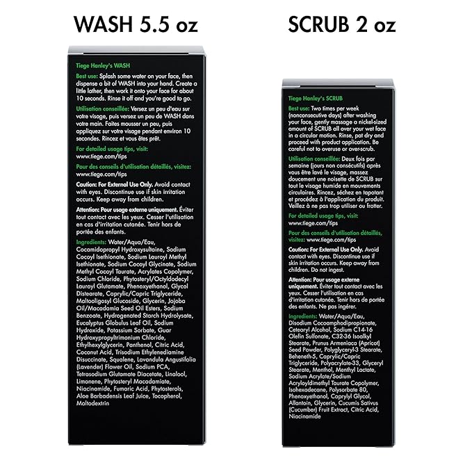 Tiege Hanley Daily Face Wash (5.5 oz) & Exfoliating Face Scrub for Men (2 oz) for Oily, Dry & Sensitive Skin | Hydrating, Fragrance-Free Gentle Facial Scrub for Deep Pore Cleansing & Detoxifying