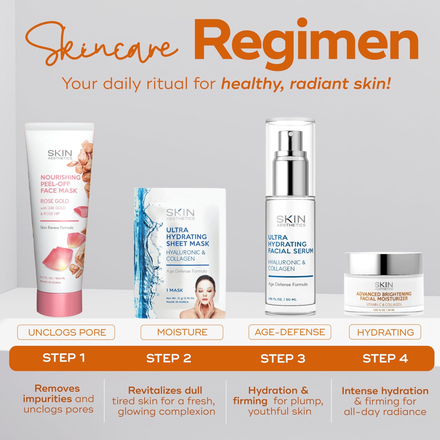 Skin Aesthetics Vitamin C & Collagen Face Moisturizer - Anti-Aging, Hydrating, Fine Lines & Wrinkles, Brightening - Dermatologist Tested Korean Skincare - Clean Beauty, Cruelty-Free - 1.69 oz