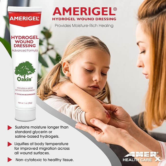 AMERIGEL Basic Wound Care Bundle (1 oz. Hydrogel Wound Dressing, 2 in. x 2 in. Bordered Gauze Adhesive Bandages) - Moisture-Rich Healing
