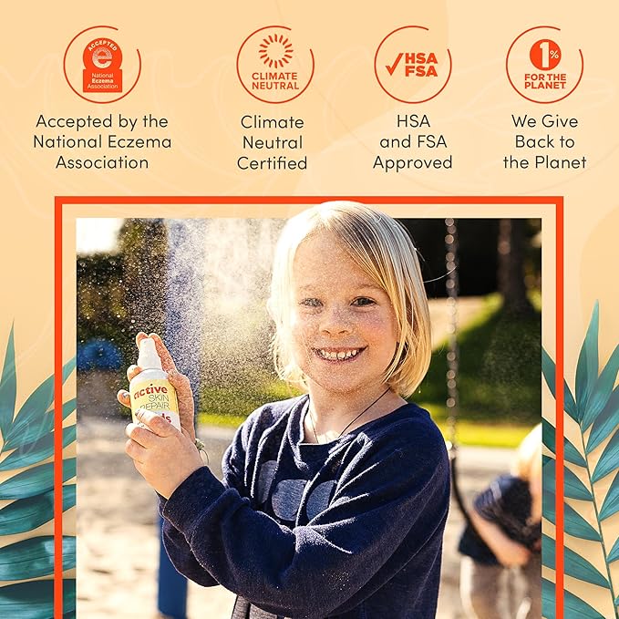 Active Skin Repair Kids First Aid Spray - Non-Toxic & Natural Antiseptic for Minor Cuts, Wounds, Scrapes, Rashes, Sunburns, and Other Irritations (3oz Spray)