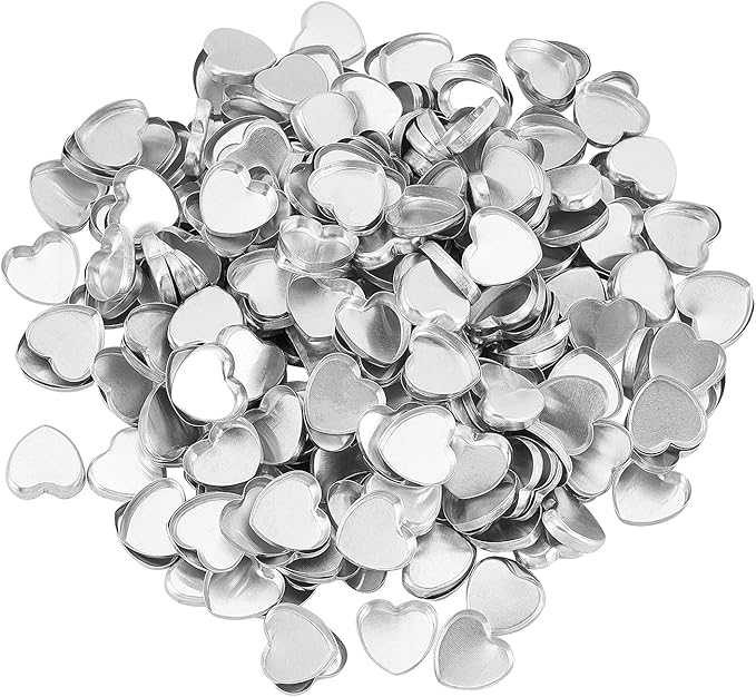 CHGCRAFT 300Pcs Empty Heart Metal Pans Size 19.5mm