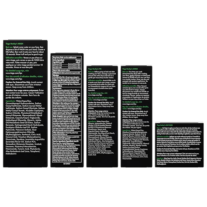 Tiege Hanley 90-Day Large Advanced Skin Care Routine for Men - Face Wash Kit for Fines Lines - Men's Skincare Set Includes Face Wash, Facial Scrub, Moisturizer, & Clay Mask