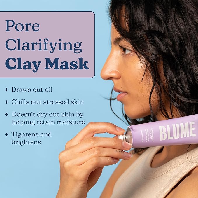 Blume Superpower Clay Mask - Detoxifying Pore Mask to Help Brighten & Balance Complexion - Clarifying Facial Mask with Bentonite & Kaolin Clay to Help Tone & Firm Skin (75g)