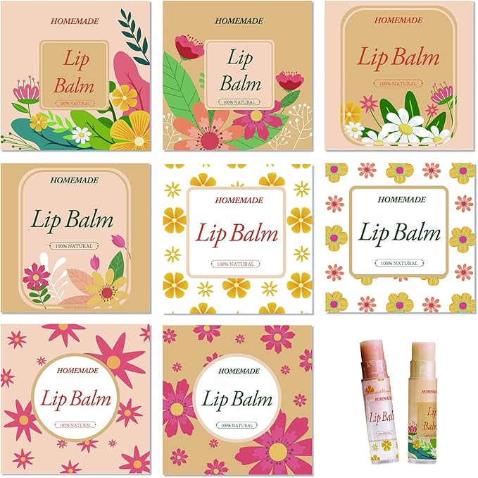 CRASPIRE Lip Balm Labels 80pcs Homemade Yellow）