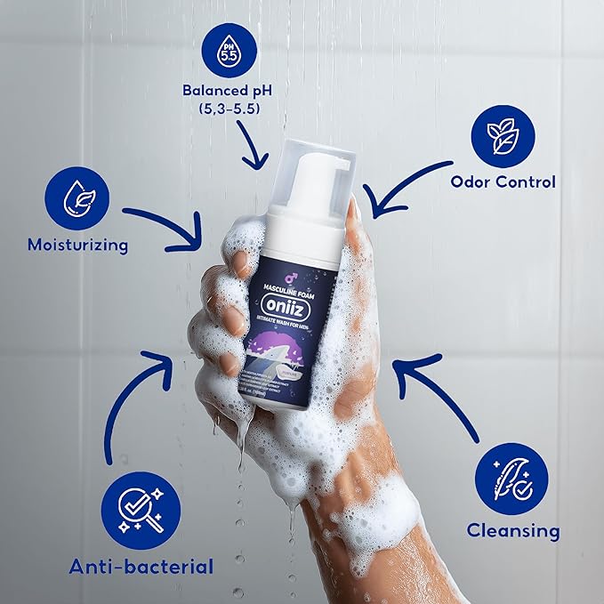 Masculine Foam Perfume | 3-Barrier Intimate Protection | Gentle Intimate Wash for Men | Natural Ingredients | pH Balance | Sweet & Alluring Aroma | Prevents Odor & Itching 3.38 fl. oz