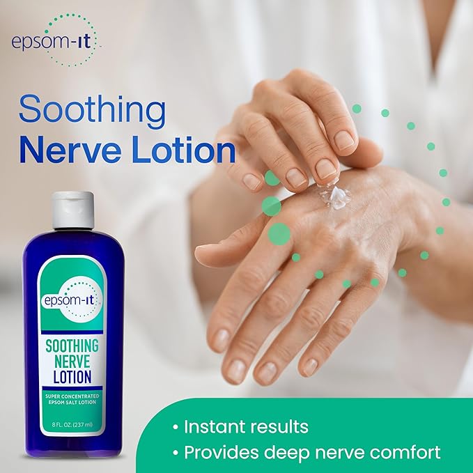 Epsom-It Soothing Nerve Lotion - Epsom Salt Magnesium Lotion, Topical Magnesium Cream with Capsaicin & Arnica to Provide Comfort for Legs, Knee and Feet, 8.0 oz., 4-Pack