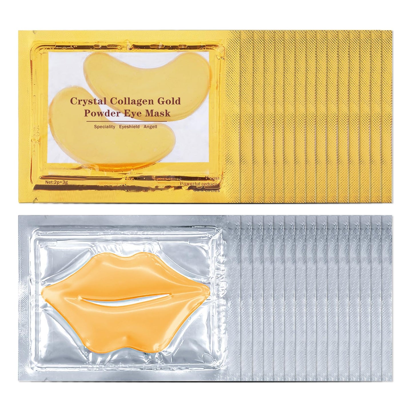 CAHIUYOA 30PCS Lip Mask & Eye Mask 24k Gold Under Eye Patches for Puffy Eyes and Dark Circles Effectively Moisturizing the Lip and Eye Skin Reducing Fine Lines