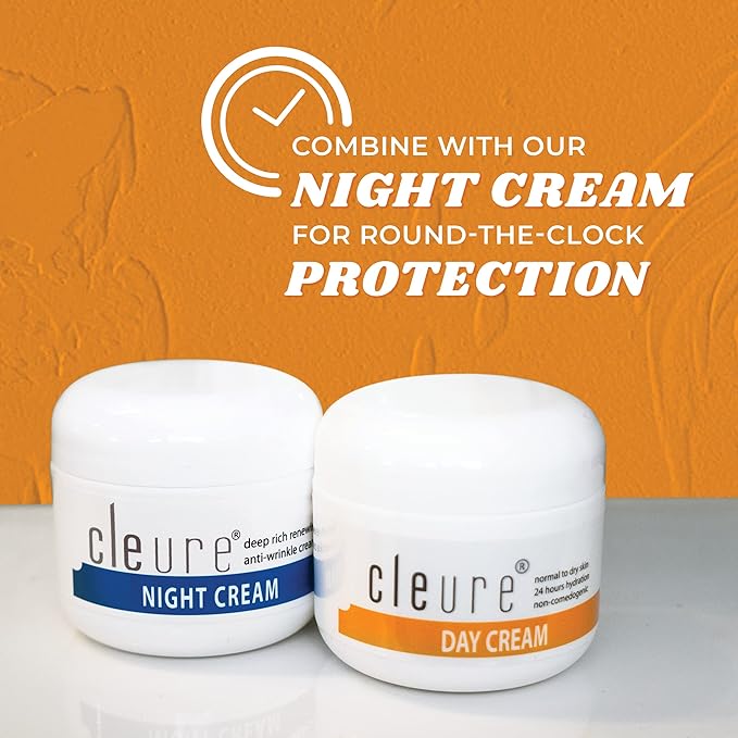 Cleure Anti-Aging Day Cream & Facial Moisturizer w/Pure Shea Butter for Sensitive Skin - Fragrance Free, Gluten, Salicylate and Paraben Free (2 oz, Pack of 2)