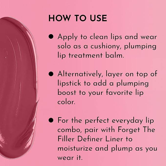 LAWLESS Forget the Filler Lip Plumping Line Smoothing Tinted Balm, Lover, Pink, 0.1 Ounce / 2.9 g