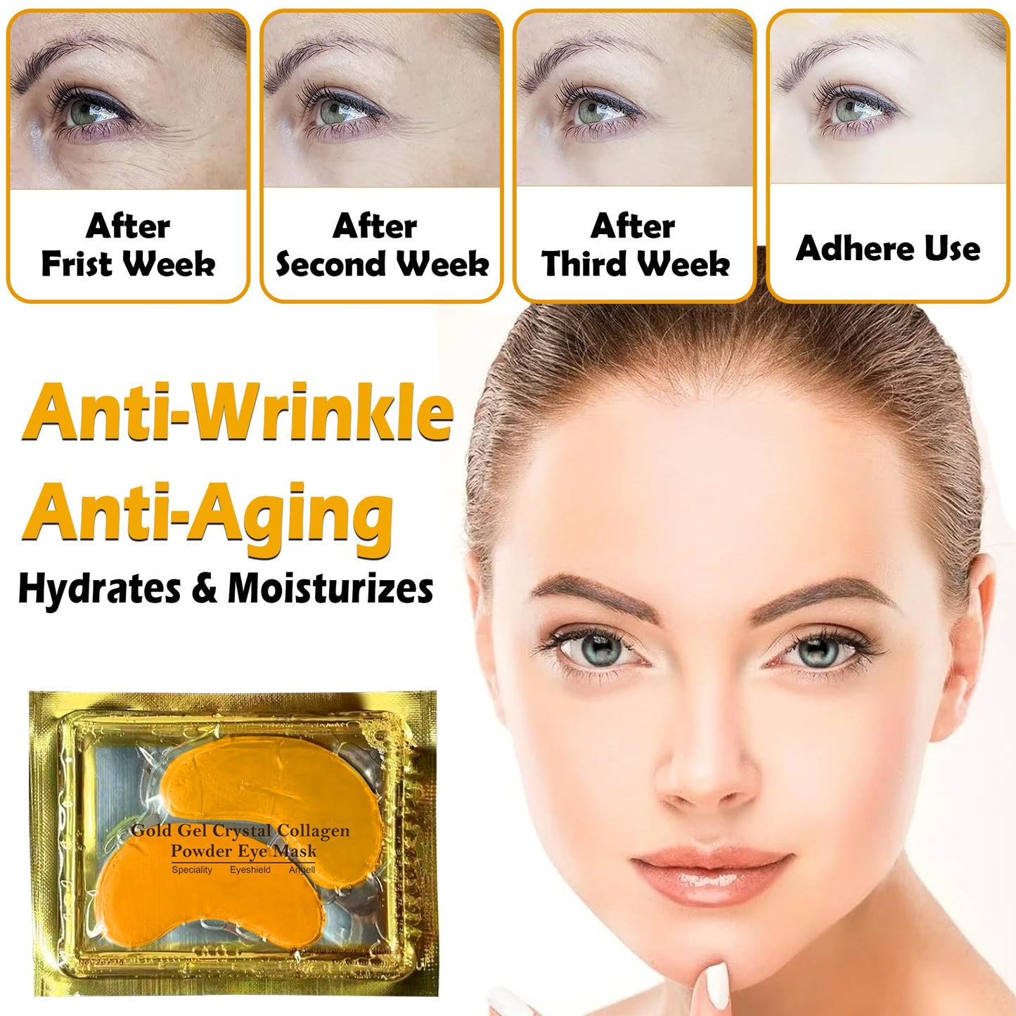 20 Pairs Lip Masks & Eye Masks,V- Face Lift Strap, 24K Gold Gel Crystal Collagen Eye Pads,Moisturizing Lip Mask Crystal Pads,Under Eye Patches for Dark Circles,Eye Bags, Wrinkles, Full face care