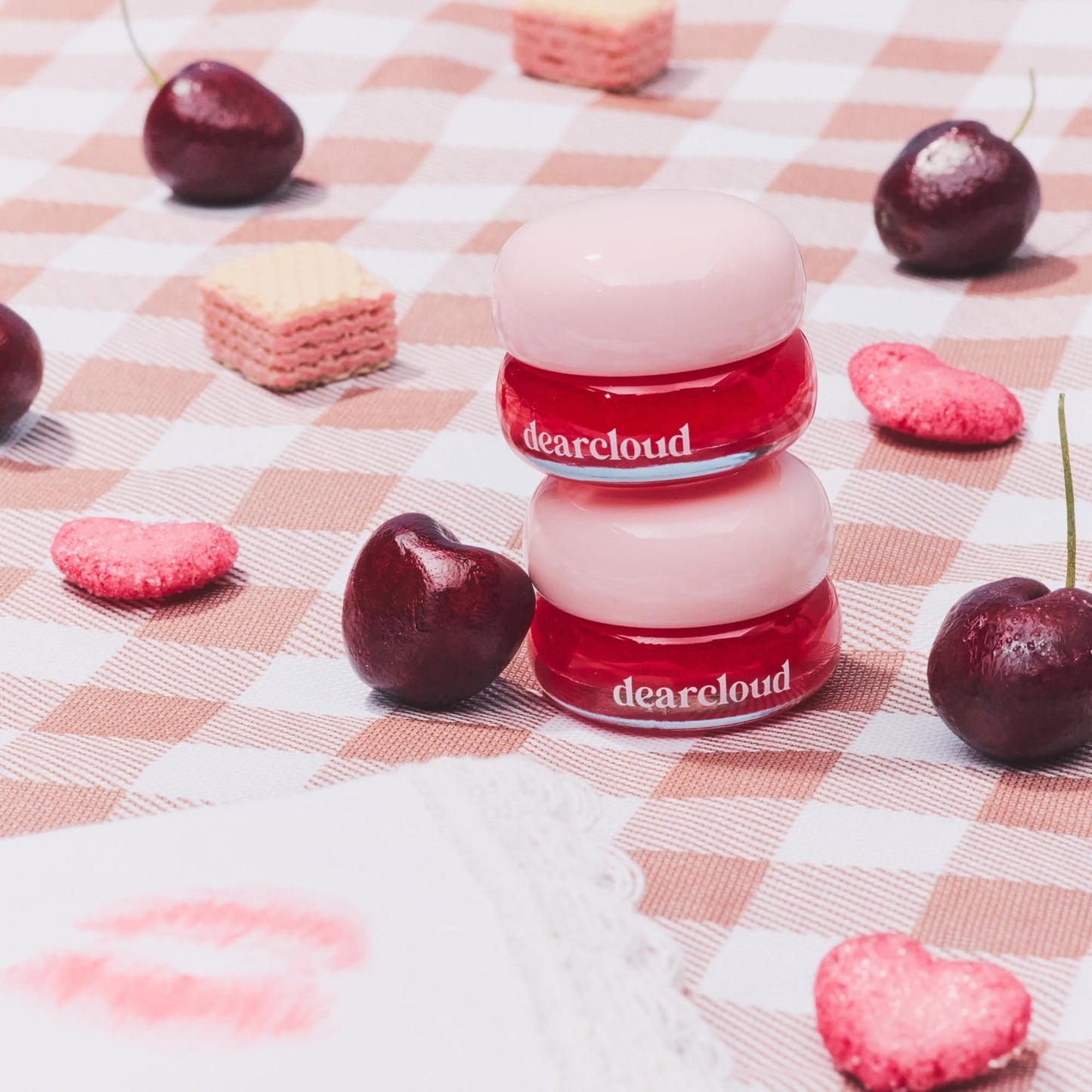 dearcloud Dewy Lip Jam – Hydrating Lip Balm & Gloss with Vitamin E, Korean Skincare (Deep Cherry)