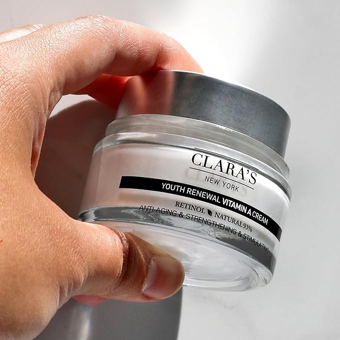 CLARA'S NEW YORK Youth Renewal Retinol (Vitamin A) Facial Cream for Anti-aging, Reducing wrinkles - Rich, Non-sticky, Fast-absorbing Formula, 50ml MADE IN USA