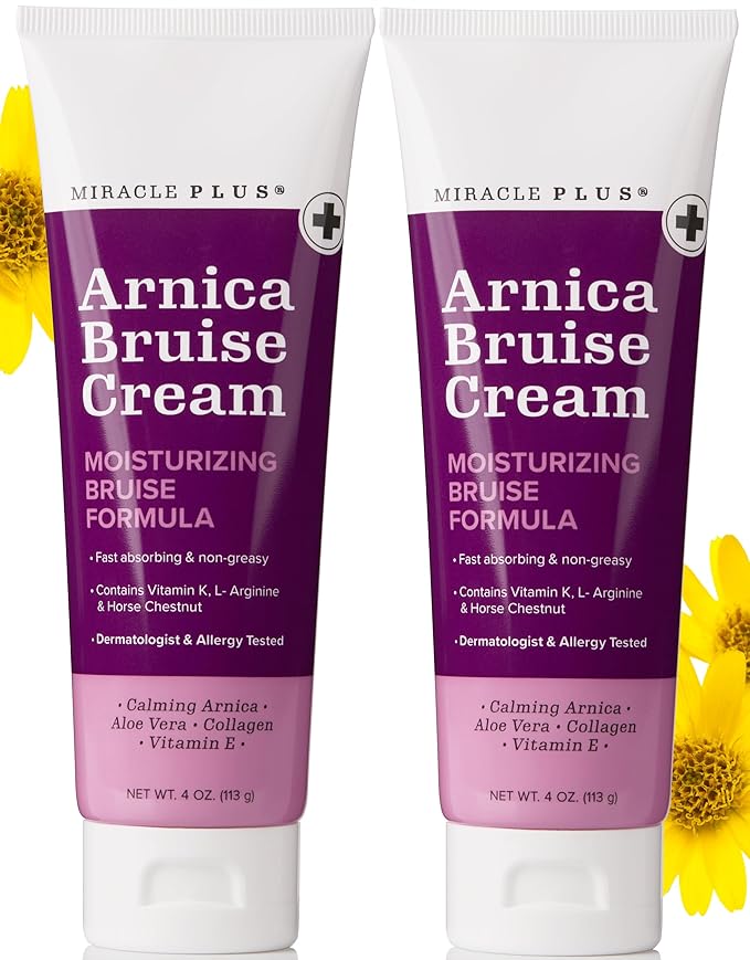 Miracle Plus Bruise Cream Extra Strength Arnica Cream Relief Lotion For Bruising And Swelling On Skin | Arnica Gel, Vitamin K Cream, Skin Care | Moisturizing Bruise Formula W/Horse Chestnut, 2-Pack