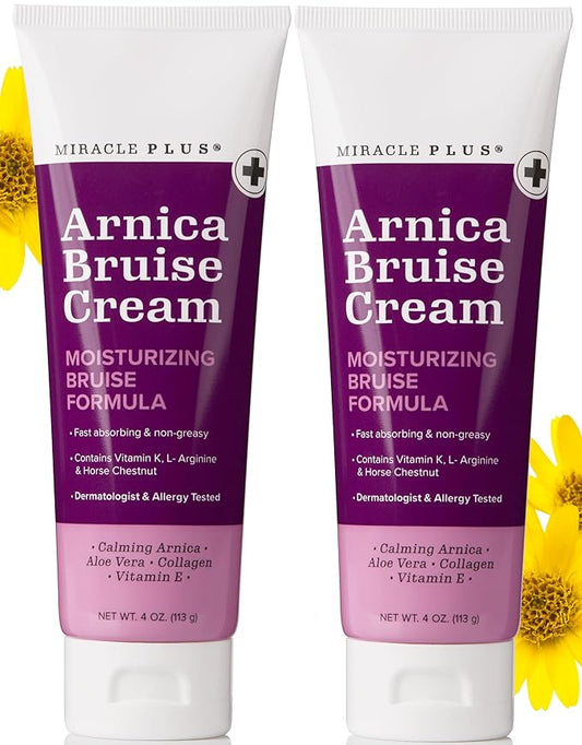 Miracle Plus Bruise Cream Extra Strength Arnica Cream Relief Lotion For Bruising And Swelling On Skin | Arnica Gel, Vitamin K Cream, Skin Care | Moisturizing Bruise Formula W/Horse Chestnut, 2-Pack
