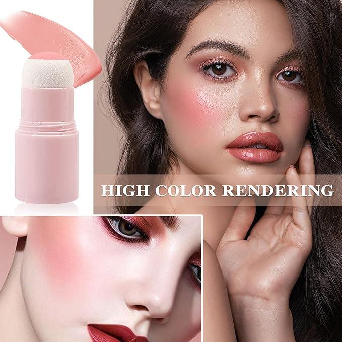 Cream Blush Stick with Brush,Waterproof Multi Cream Blush Skin K3