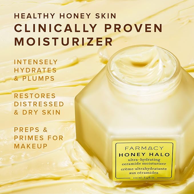 Farmacy Ceramide Face Moisturizer - Honey Halo Hydrating Facial Moisturizer for Dry Skin - Plumps, Soothes + Restores Skin with Potent Ceramides + Buckwheat Honey for a Dewy, Healthy Glow (25ml)