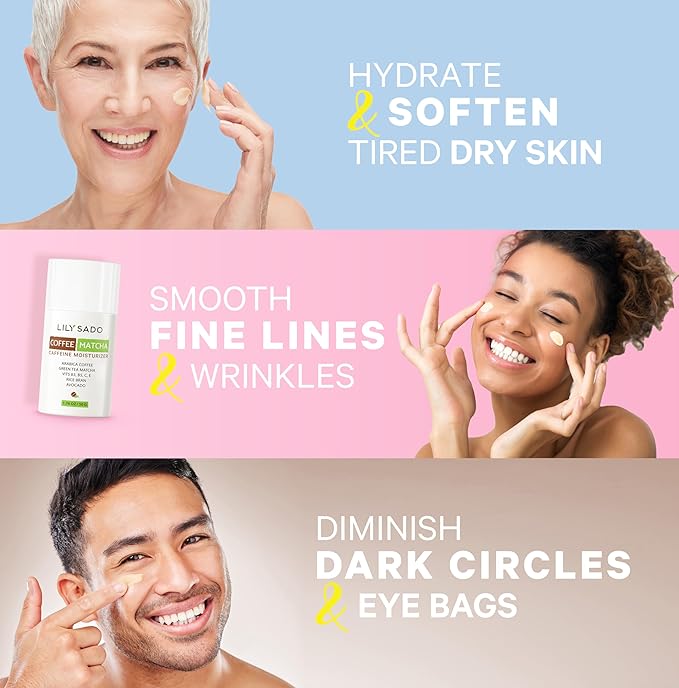 LILY SADO TEA+C™ Coffee & Matcha Face Moisturizer - Natural Vegan Caffeine Facial Cream w Green Tea & Arabica Coffee Beans - Best Antioxidant, Anti-Wrinkle Moisturizing Lotion - Softens & Firms