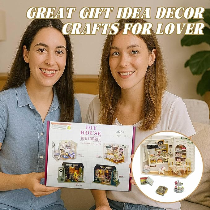 Kisoy Romantic and Cute Dollhouse Miniature DIY House Kit Creative Room Perfect DIY Gift for Friends,Lovers and Families (Cake Diary)