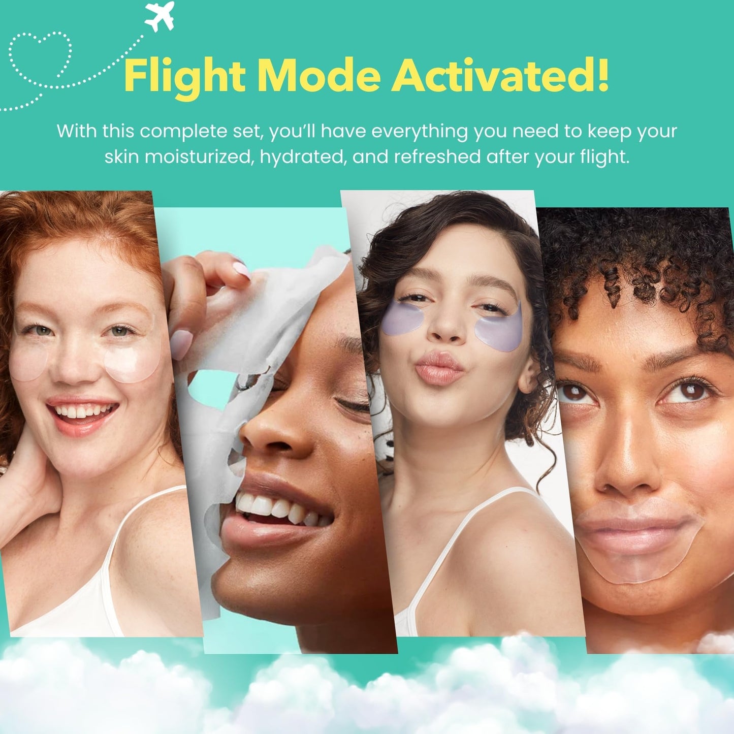 Patchology On The Fly Travel Facial Kit – Travel-Friendly Hydrating Skincare Essentials for Face, Eyes and Lips – Includes 2 Pair Under Eye Patches, 2 Hydrate Sheet Mask for Refreshed Skin,1 Lip Mask