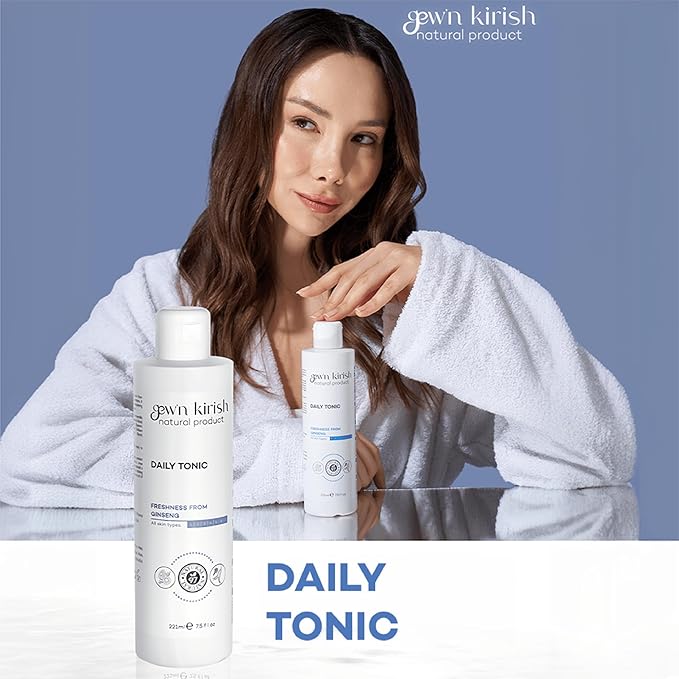 Gew’n Kirish Daily Tonic – Purifying & Hydrating Face Toner with Ginseng, Balances Sebum & Revives Skin, Suitable for Oily, Dry & Sensitive Skin, 7.5 fl oz