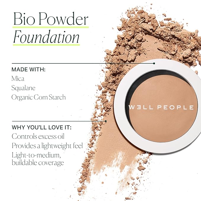 Well People Bio Powder Foundation, Lightweight & Hydrating Cruelty-free, 5.5W