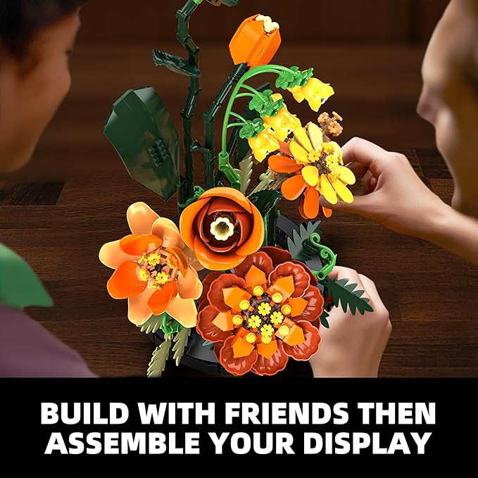 Flower Bouquet Building Blocks Set, Artificial Flowers Toys Botanical Collection DIY Unique Home&Office Bonsai Decoration Adults, Teen Girls for Birthday，Christmas, Holiday