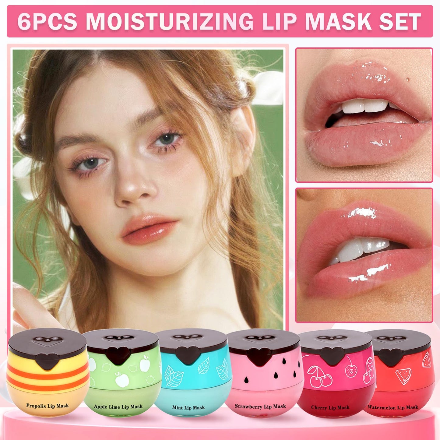 LZXLUKGIR 6PCS Honey Pot Lip Balm,Moisturizing Beebalm Lip Balm,Repair Bee Lip Balm Honey Pot,Fruity Lip Sleeping Mask,Hydrating Lip Mask Overnight,Reduces Lip Lines Lip Care Products