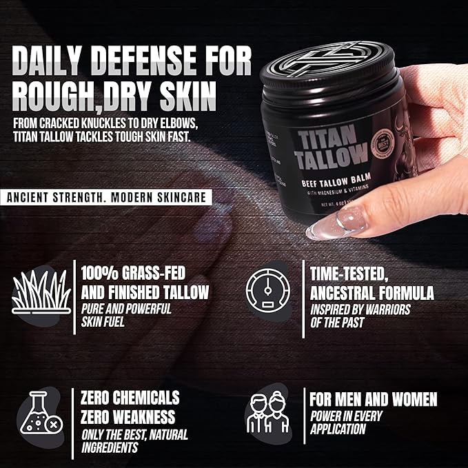Beef Tallow for Skin, Face & Body Balm with Magnesium for Sleep, Leg Cramps & Pain, Muscle Relaxation, Moisturizing Topical Cream - Organic Grass-Fed & Grass-Finished Tallow, Manuka Honey Lotion