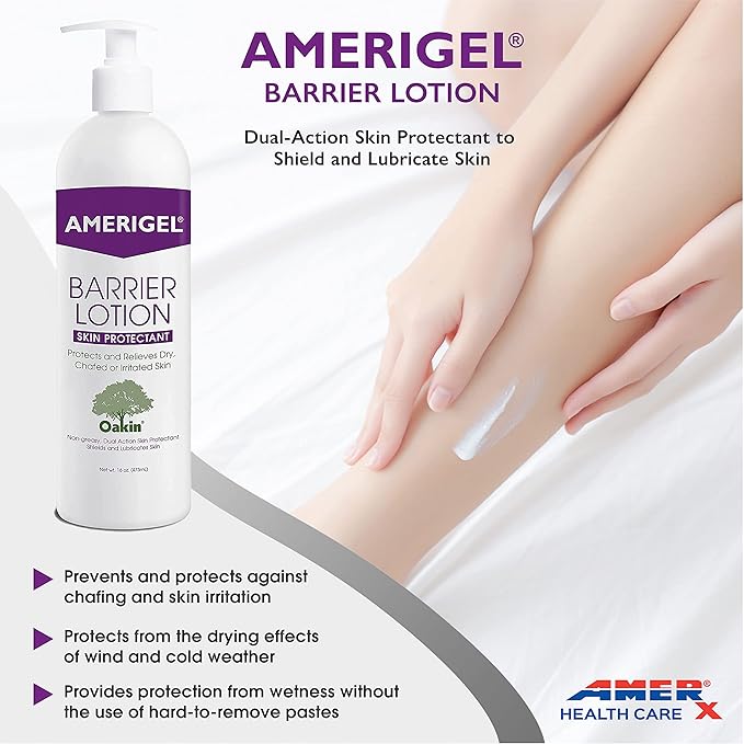 AMERIGEL Total Day & Night Skin Care Bundle - Barrier Lotion Skin Protectant Bottle With Pump (16 oz.) - Care Lotion Hypoallergenic Moisturizer Bottle With Pump (16 oz.)