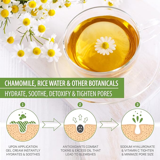 LILY SADO TEA+C Green Tea Water Rush Gel Moisturizer - Lightweight Vitamin C Anti-Wrinkle Moisturizing Lotion - Hydrates & Softens for Luscious, Radiant Skin. Perfect for Spring and Summer.