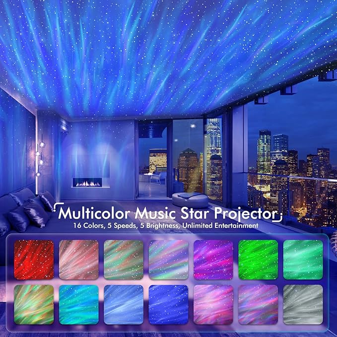 Rossetta Galaxy Projector, Star Projector LED Lights for Bedroom, White Noise Aurora Projector, Night Light for Kids Room, Adults Home Theater, Ceiling, Room Decor, Gift for Christmas, Birthday