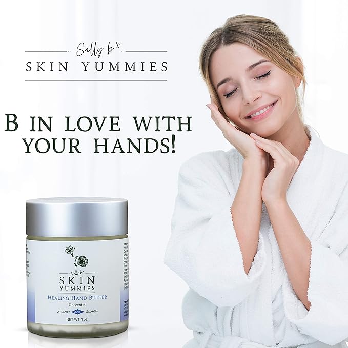Sally B’s Unscented Hand Lotion for Dry Hands - Non-toxic Dry Cracked Hands Repair for Severely Dry Hands/Redness Relief/Shea Butter/Jojoba and Olive Oil/EWG Verified/ 4 oz (unscented)