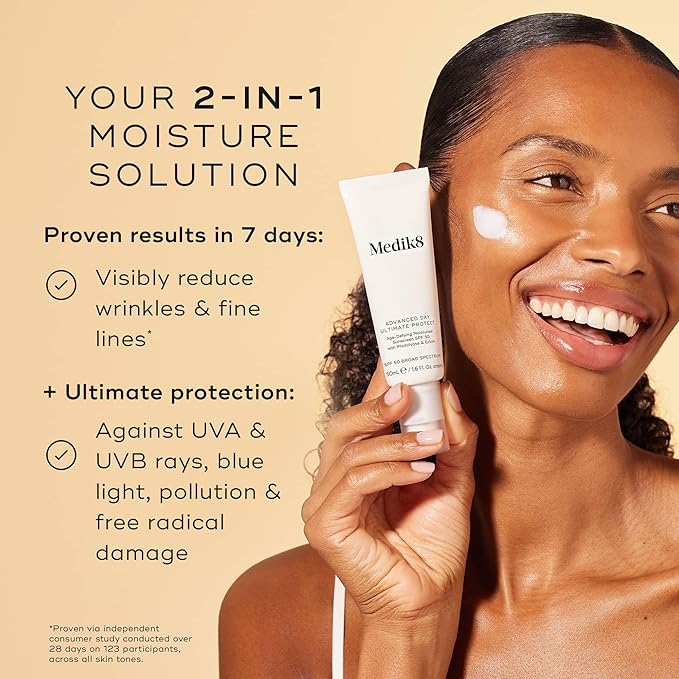 Medik8 Advanced Day Ultimate Protect - Daily Face Moisturizer with Hyaluronic Acid - SPF 50 UVA/UVB Moisturizer Face Cream - Gluten Free - 1.69 oz