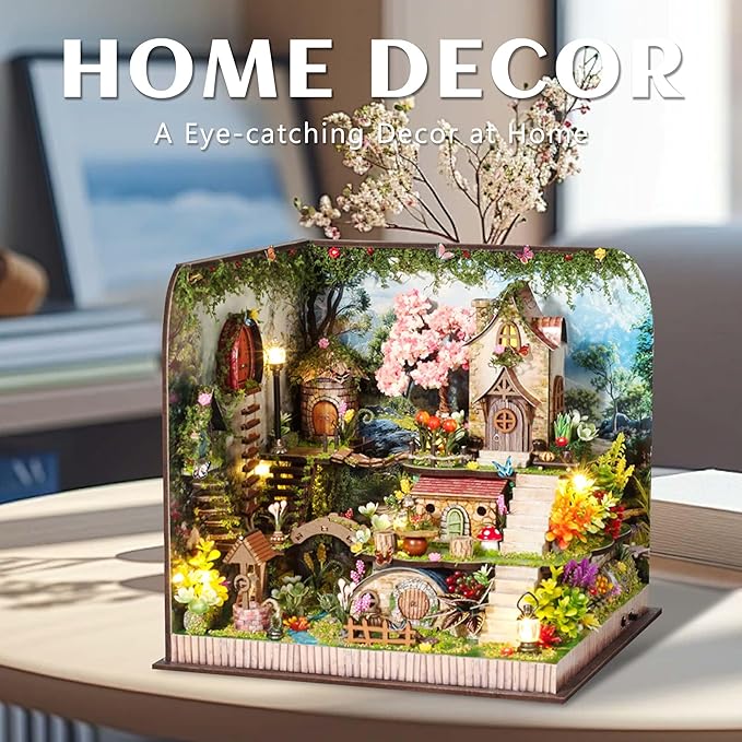 Kisoy DIY Miniature House Kit, Tiny House Building Kit with Furniture and LED Light for Adults and Teens, DIY Mini House Craft Kit, Decorations/Gifts for Family and Friends (Whispering Woods)