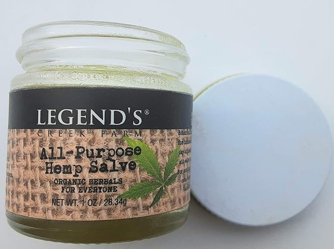 Legend's Creek Farm Herbal Salve - Healing Ointment with Hemp Oil, Comfrey, & Myrrh- Natural Balm for Chapped Skin, Scrapes, & Rashes - 1oz. Healing Balm Handmade in USA (All-Purpose Hemp S.)