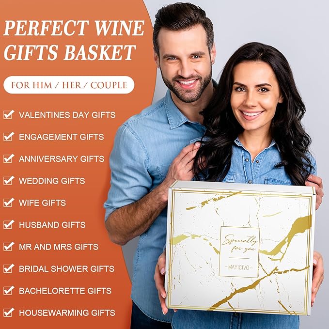 Anniversary Engagement Gifts for Men Women, Mr and Mrs Wine Tumblers Gifts - Funny Wedding Gifts for Couple, Bridal Shower, Newlywed - Insulated Wine Cooler Tote Bag with Glasses and Wine Accessories