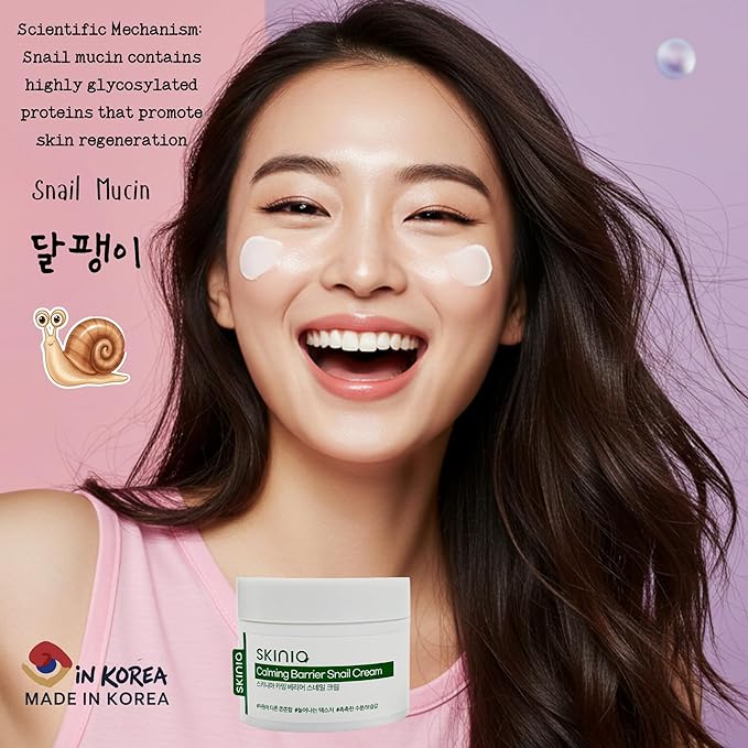 Calming Barrrier Snail Cream This moisturizing formula helps nourish and rejuvenate your skin while supporting natural barrier function. Contains 92% of snail mucus filtrate.