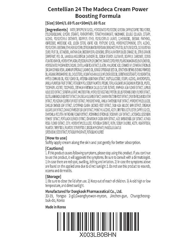 CENTELLIAN 24 Madeca Cream (1.7+1.7fl oz) - Centella Moisturizer for Face, Korean Skin Care. Dry, Sensitive Skin. TECA, Centella Asiatica, Madecassoside