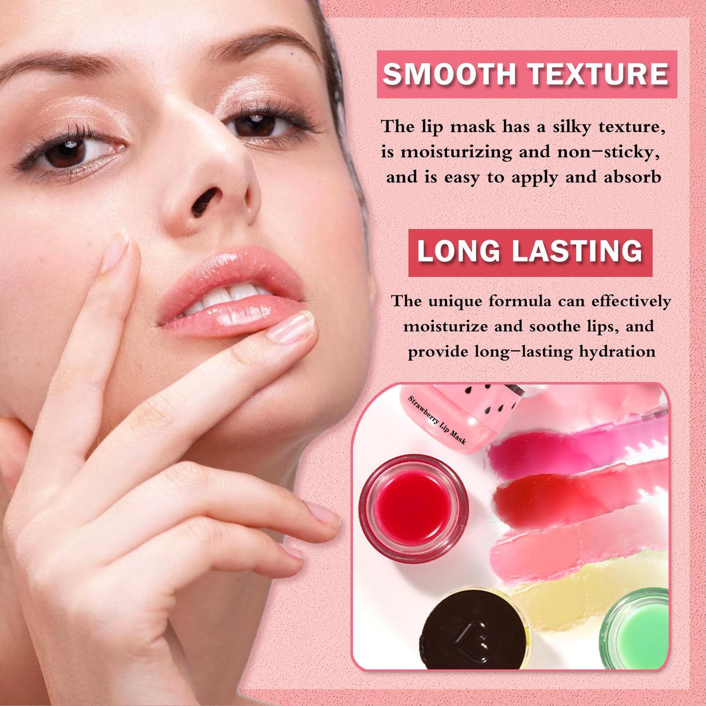 IONSGAKO 3PCS Bee Lip Balm Honey Pot, Honey Strawberry Apple Lime Lip Mask Sleeping Honey Lip Mask Overnight Hydrating Propolis Honey Pot Lip Balm for Cracked & Dry Lips Care with Pink Lip Mask