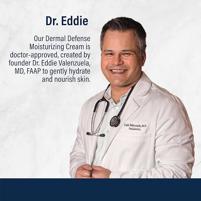 Dr. Eddie's Dermal Defense Moisturizing Cream - Face and Body Moisturizer for Dry Skin, Daily Cream for Sensitive Skin Care, Ultra Moisturizing Eczema Cream for Men and Women - 12 fl oz