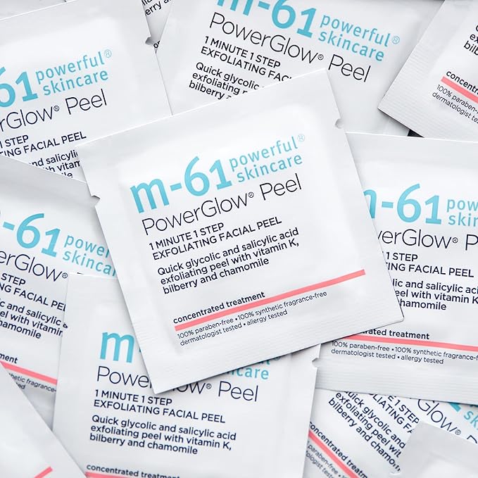 m-61 PowerGlow Peel | Exfoliating Facial Peel With Glycolic, Salicylic Acid. 1 Minute, 1 Step - 60 Treatments