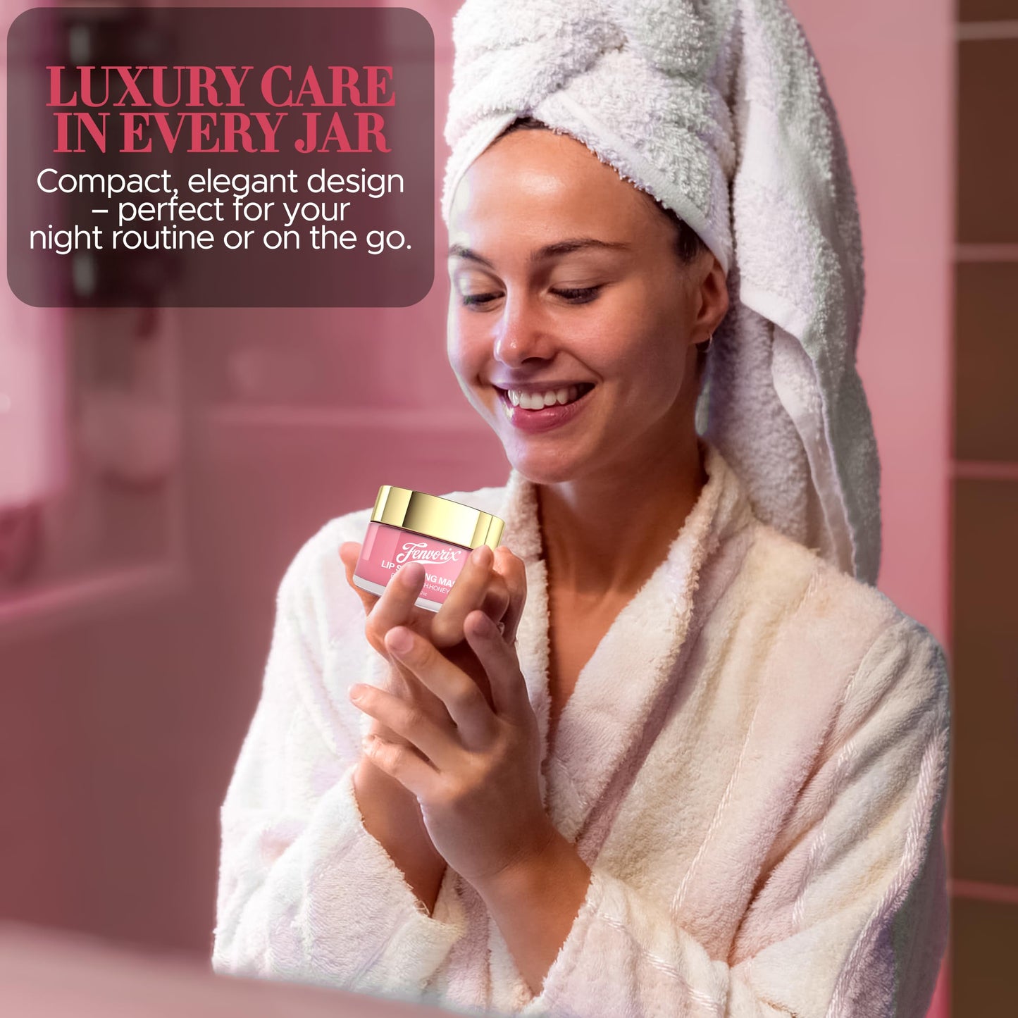 Fenvorix Lip Sleeping Mask – Overnight Lip Mask for Dry Lips, Hydrating Vegan Balm with Berry, Peach & Honey, Smooth, Non-Sticky Night Treatment, 20ml