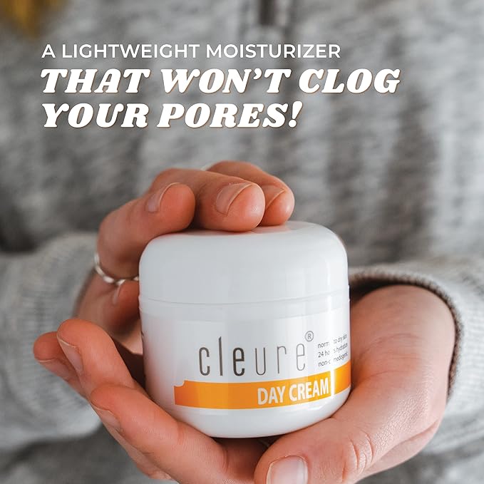 Cleure Anti-Aging Day Cream & Facial Moisturizer w/Pure Shea Butter for Sensitive Skin - Fragrance Free, Gluten, Salicylate and Paraben Free (2 oz, Pack of 2)
