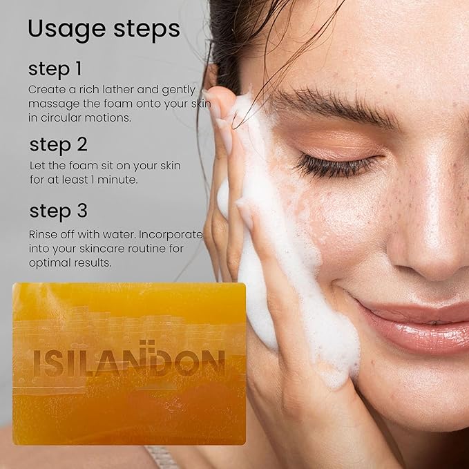 ISILANDON Turmeric and Tea Tree Oil Cleansing Soap Infused with Aloe, Bamboo Charcoal & Nourishing Oils