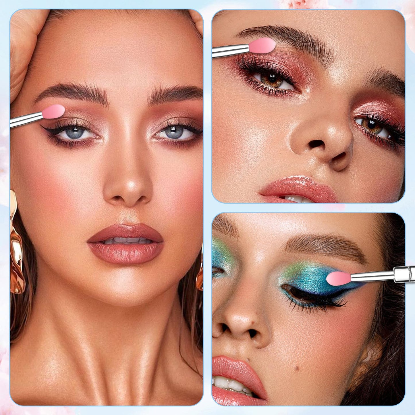 10 PCS Lip Brush, Silicone Lip Lipstick Applicator Brushes with Caps, Reusable Mask Applicator for Applying Lips Gloss Balm, Silicone Lips Scrubber