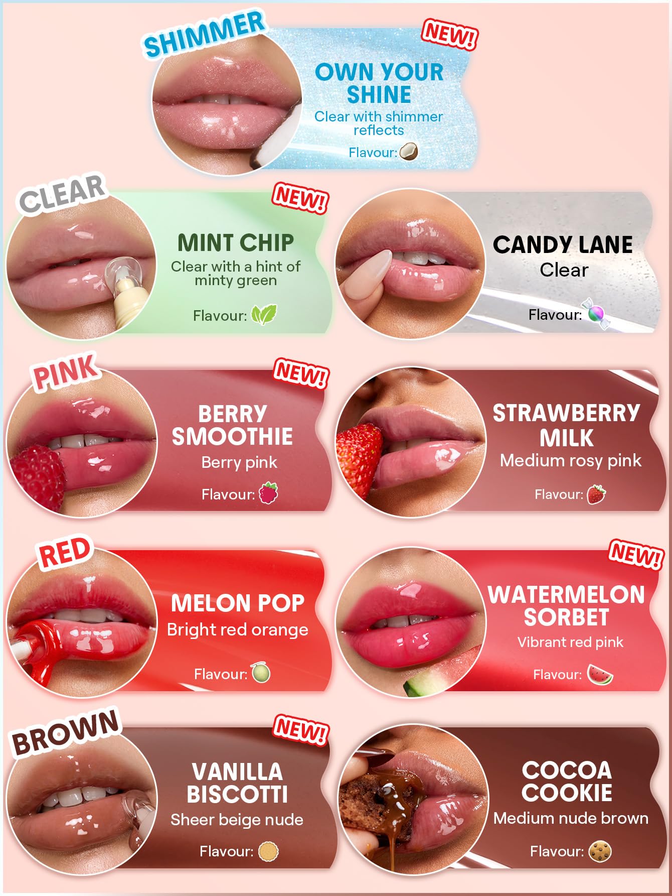 SHEGLAM Crystal Glaze Moisturizing Lip Gloss Hydrating Jelly Long Lasting Waterproof Plumping Lip Gloss-Watermelon Sorbet